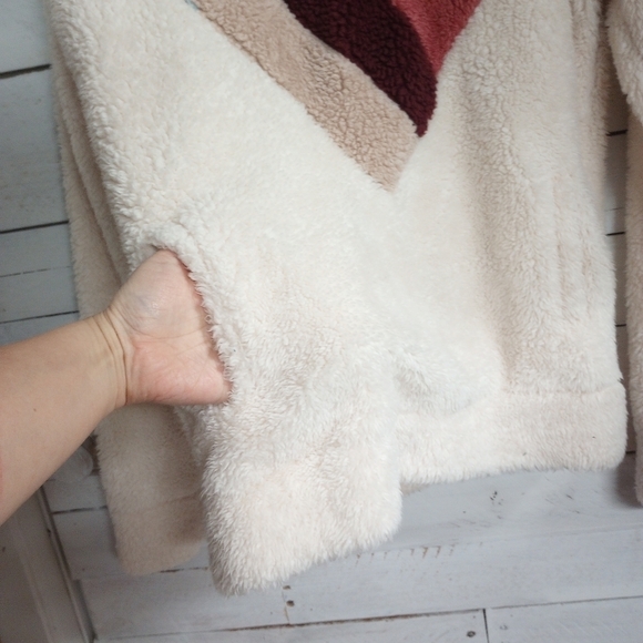 Baevely Sherpa Chevron 1/4-Zip Pullover Size Small Color Block Retro Style. - Picture 10 of 12